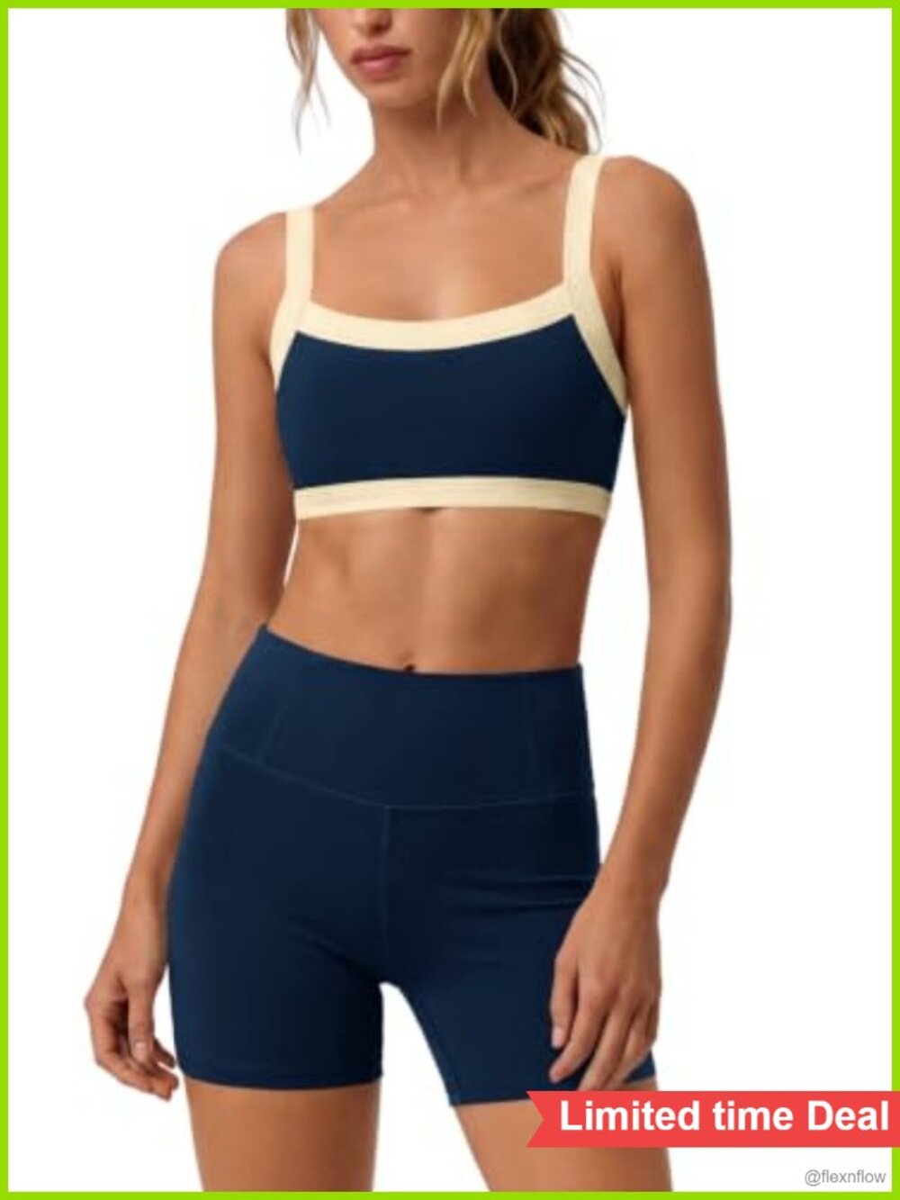 Women 2 Piece Workout Set Tank & Shorts Square Neck Sports Bra